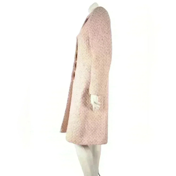 1970s CECIL GEE Pink White Mod Check  Tweed Wool Boucle Overcoat Medium Canada - Picture 2 of 12